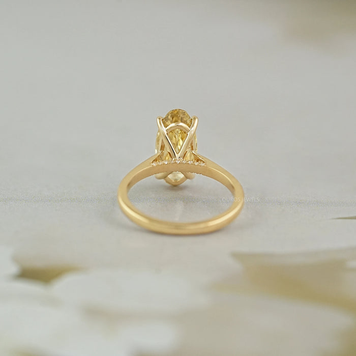 Fancy Yellow Old Mine Moval Cut Solitaire Engagement Ring