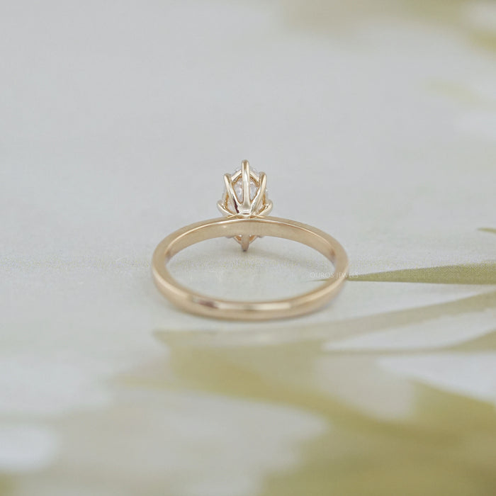 Old Mine Moval Cut Lab Diamond Solitaire Ring 