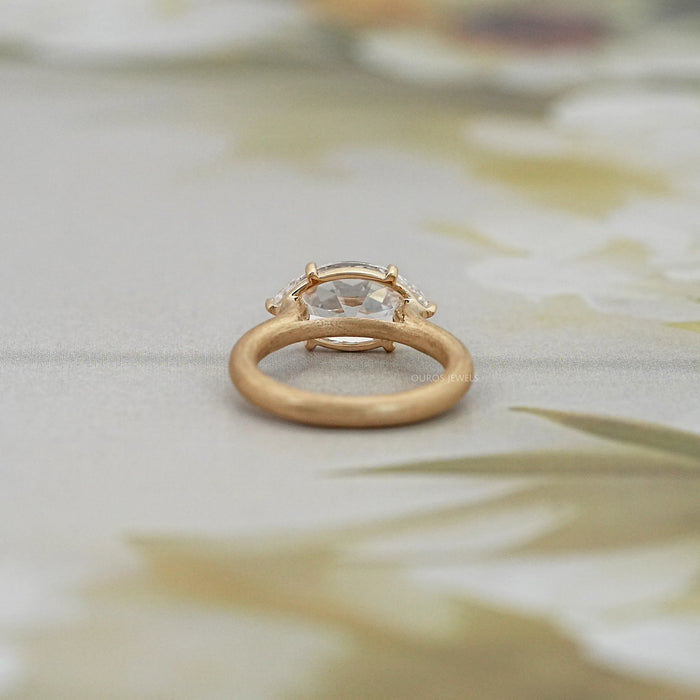 East West Old Mine Moval Lab Diamond Engagement Ring