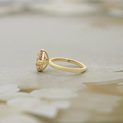 Champagne Old Mine Oval Cut Solitaire Ring Ring