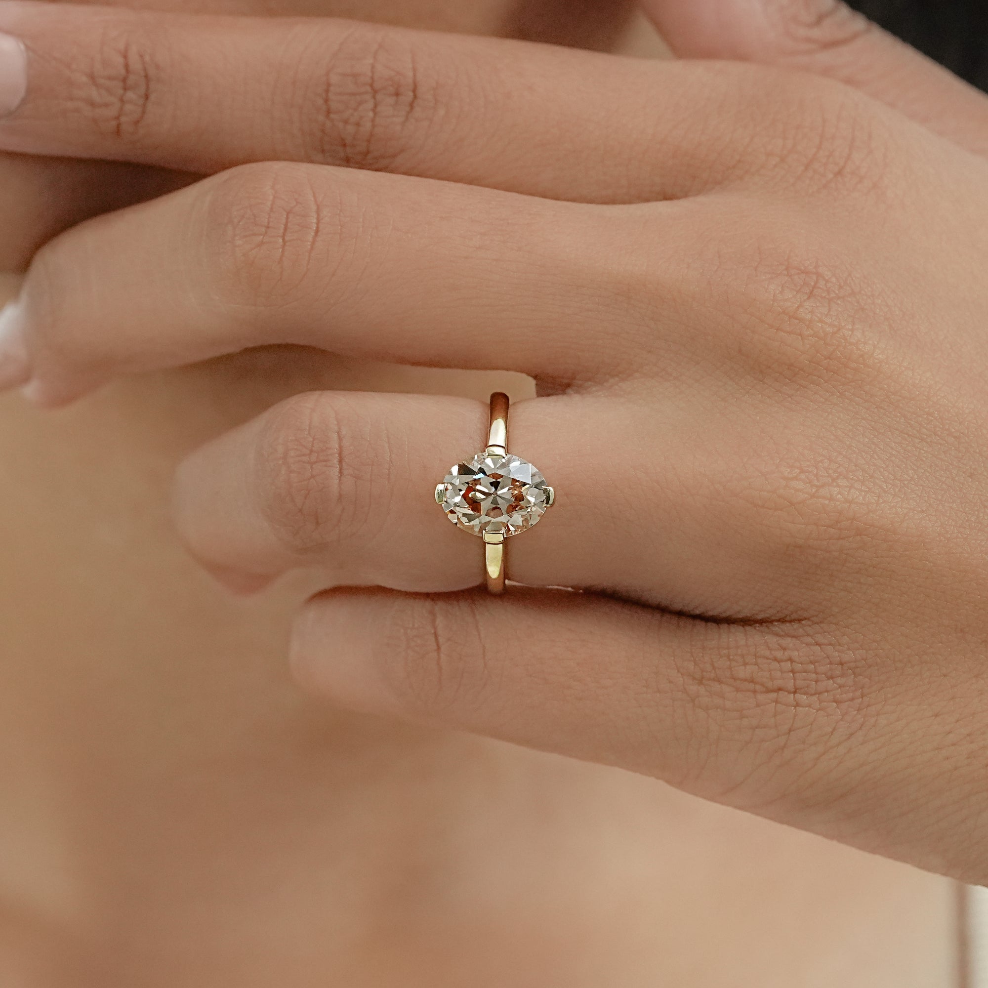 Champagne Old Mine Oval Cut Solitaire Ring