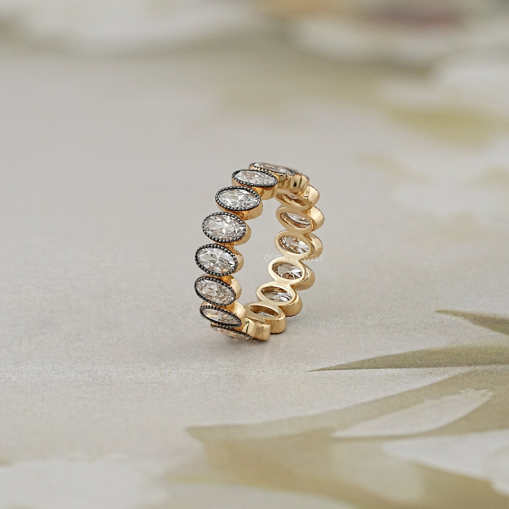 Old Mine Cushion Cut Lab Diamond Triple Band Ring 