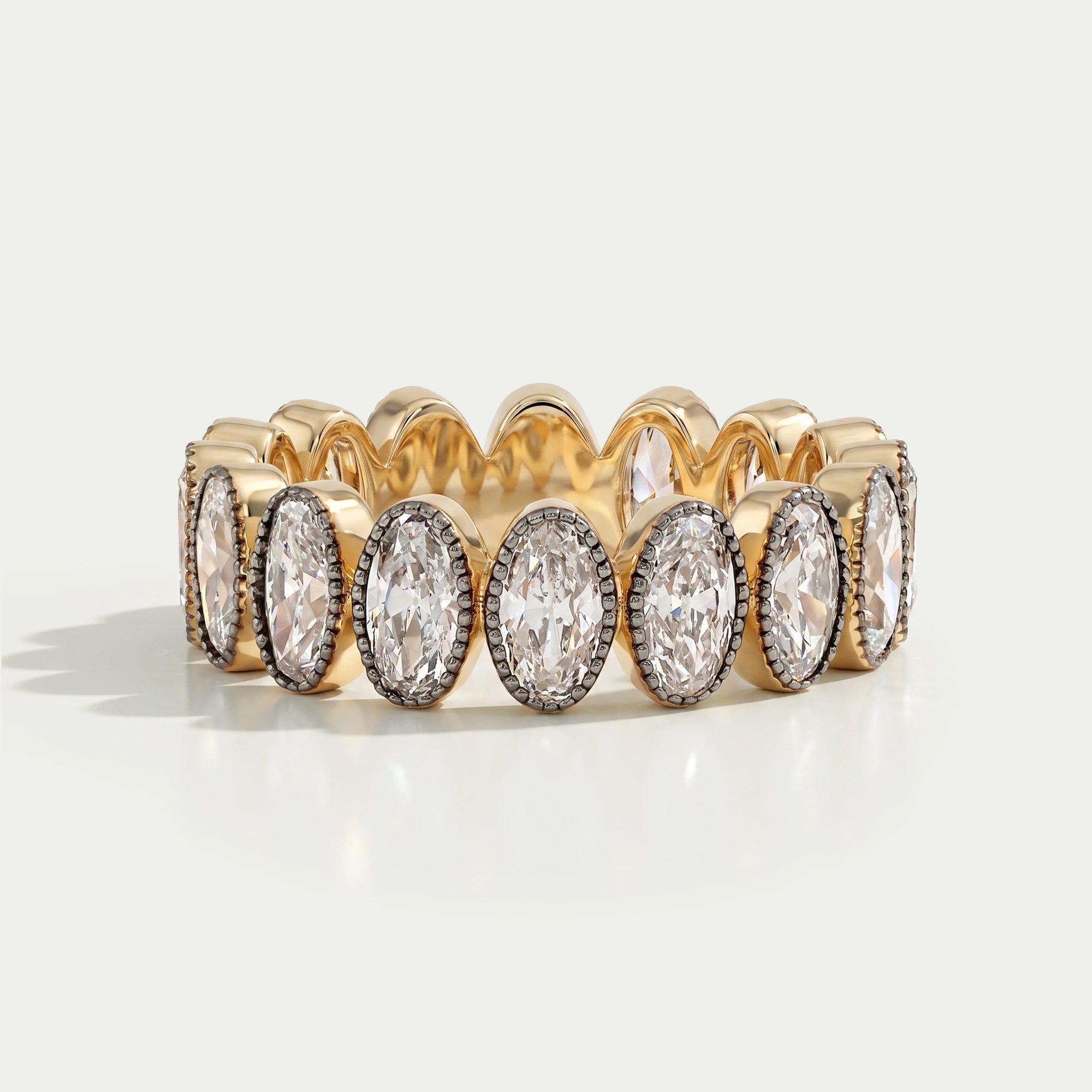 Old Mine Cushion Cut Lab Diamond Triple Band Ring 