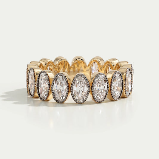 Old Mine Cushion Cut Lab Diamond Triple Band Ring 