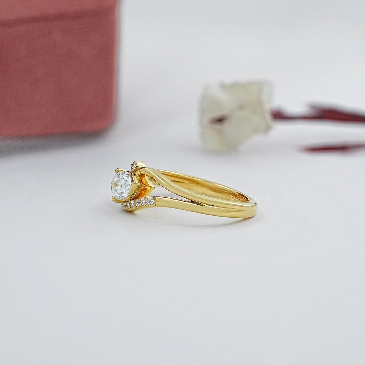 Old Mine Pear Lab Diamond Split Shank Bypass Ring Ring
