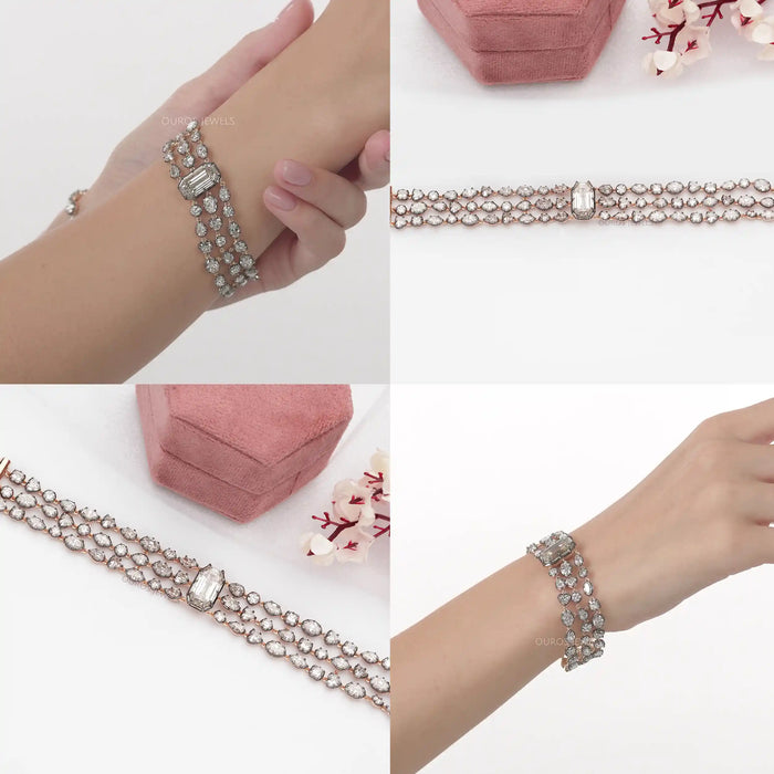 [Collage of Black Coated Old Cut Diamonds Bracelet]-[Ouros Jewels]