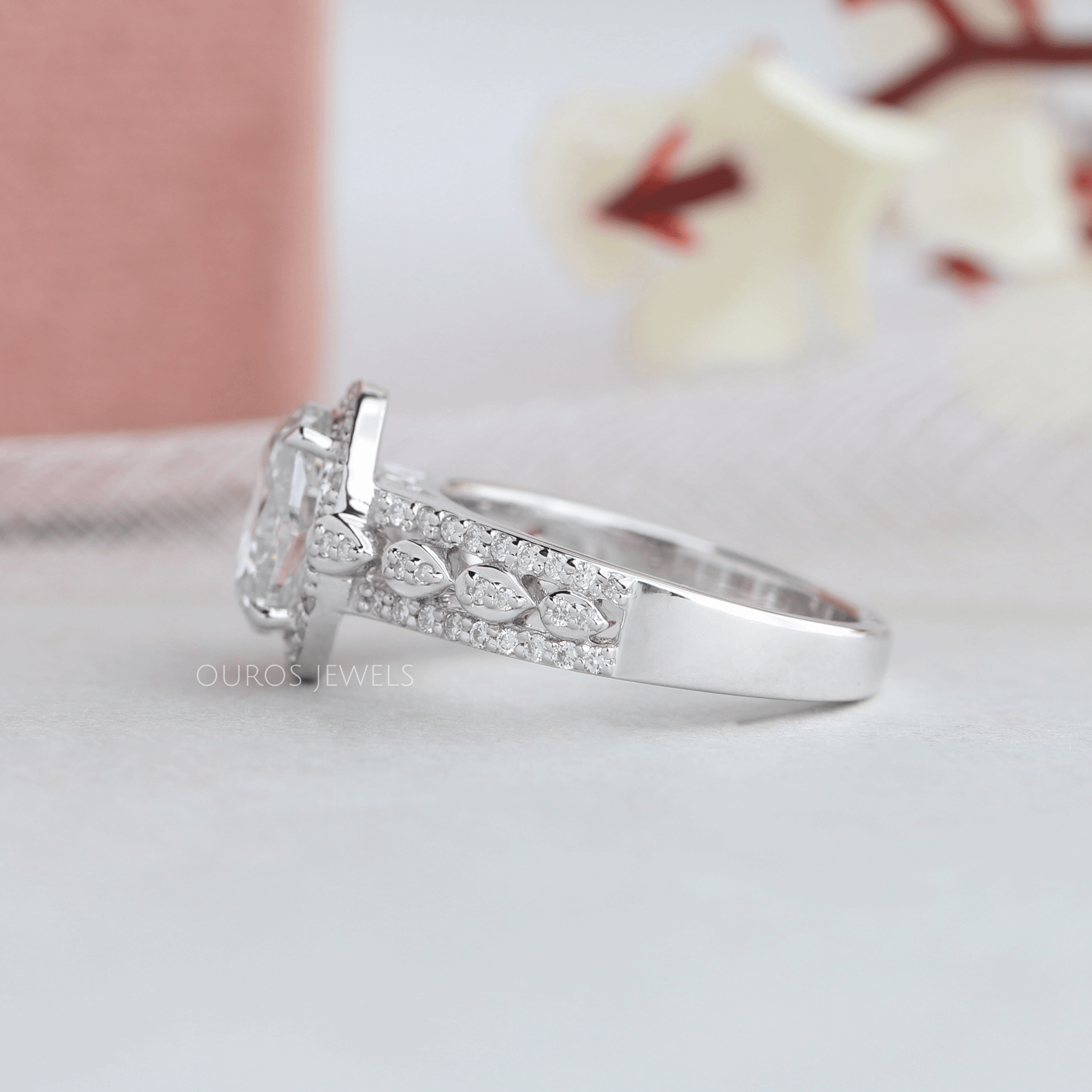 Old Mine Oval Cut Halo Diamond Engagement Ring