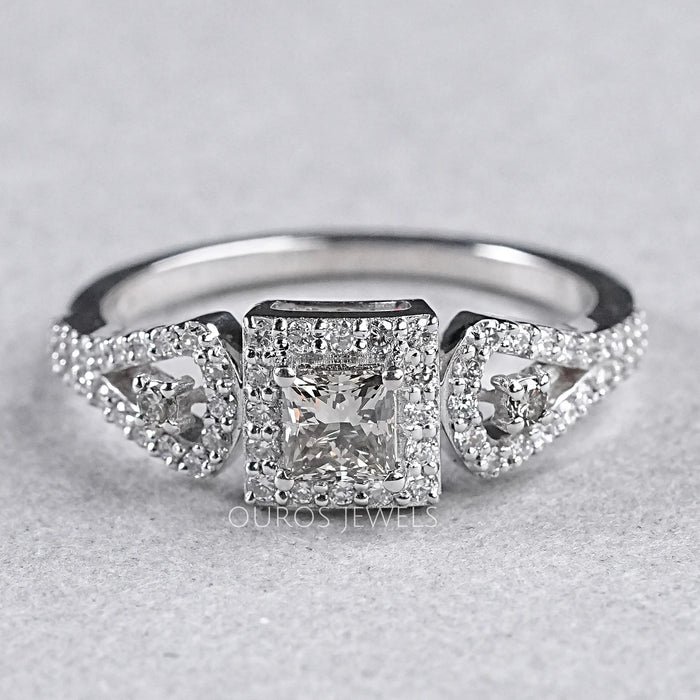 Olive Princess Cut Three Stone Ring 