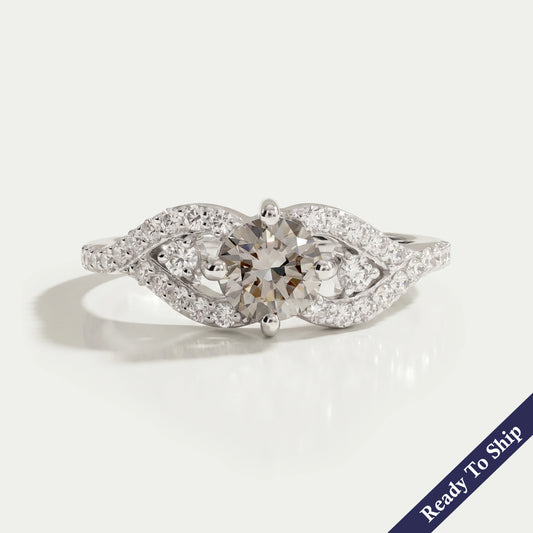 Olive Round Split Shank Accent Diamond Dainty Ring