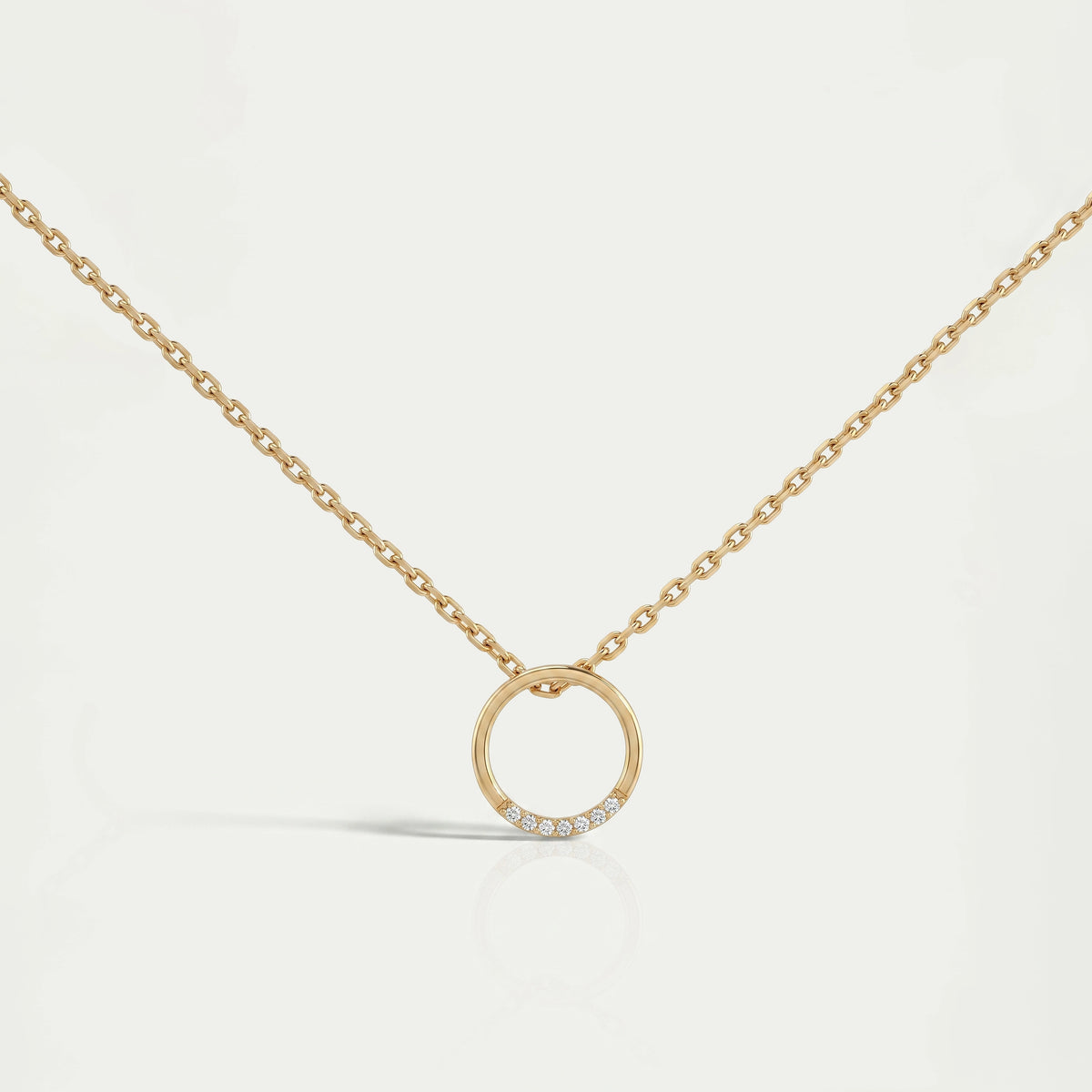 Open Circle Round Lab Diamond Pendant Necklaces