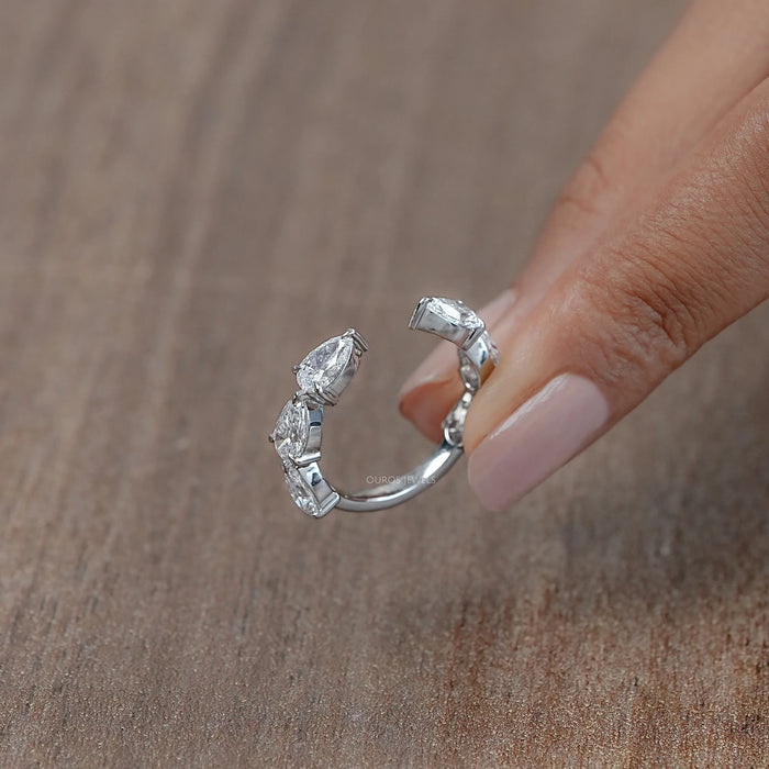 Pear Cut Lab Grown Diamond Open Cuff Band 