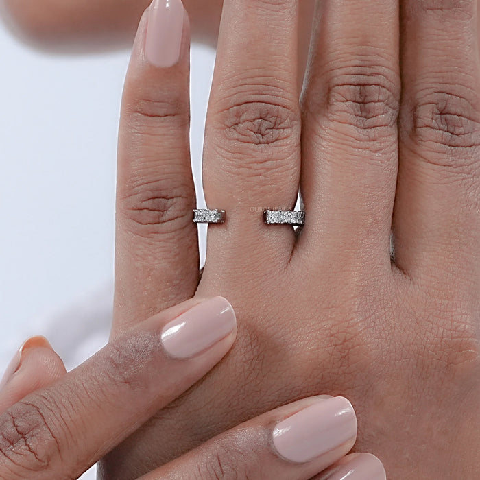 Open Cuff Princess Cut Lab Diamond Wedding Band