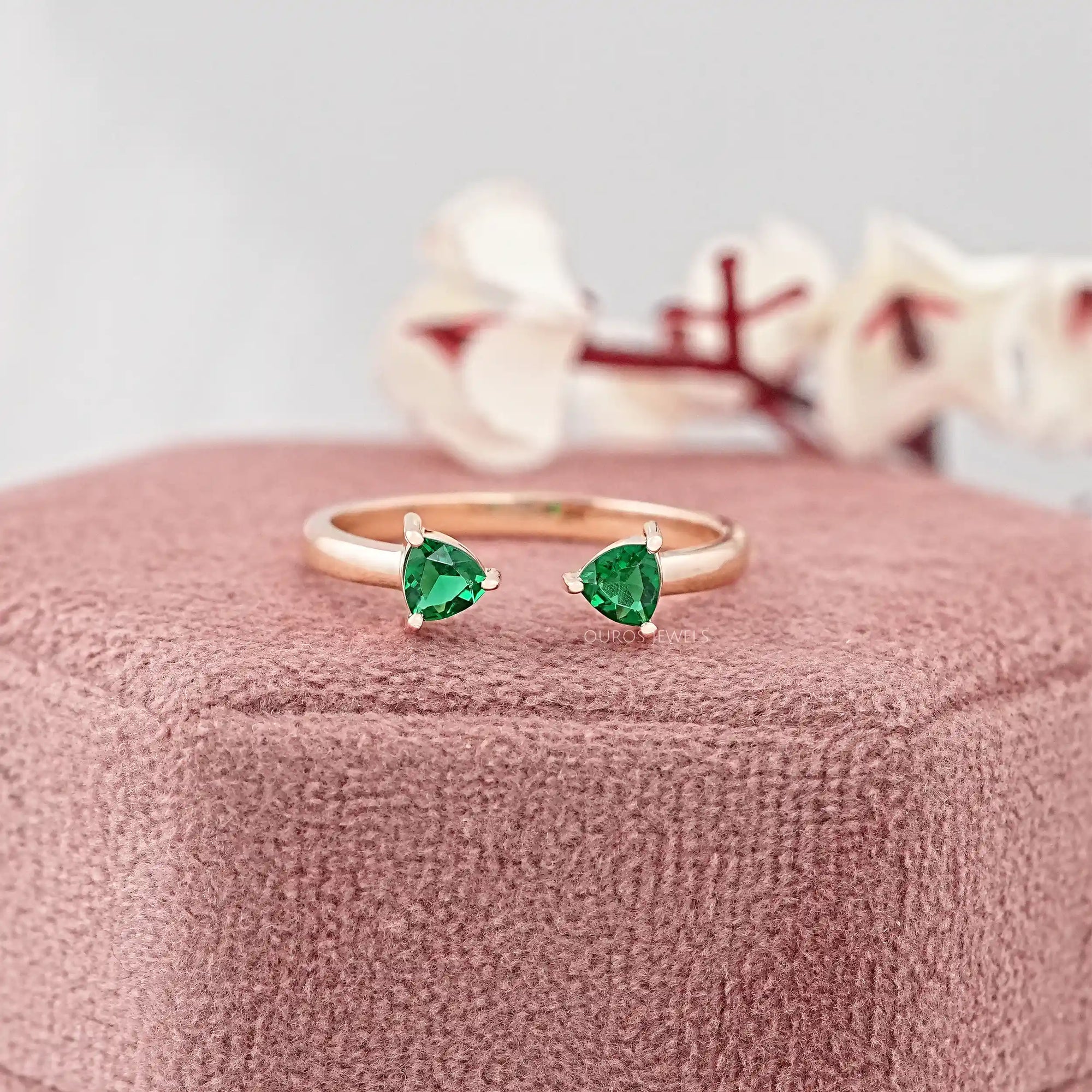 Trillion Gemstone Open Cuff Ring Rings