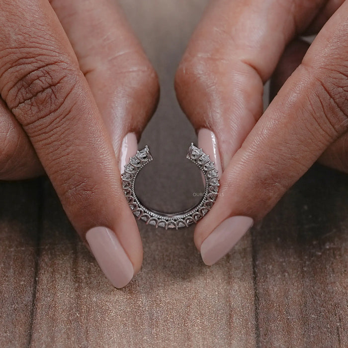 Open Cuff Princess Cut Lab Diamond Wedding Band