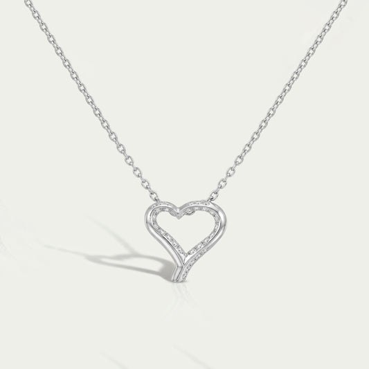 Open Heart Round Lab Diamond Pendant Necklaces