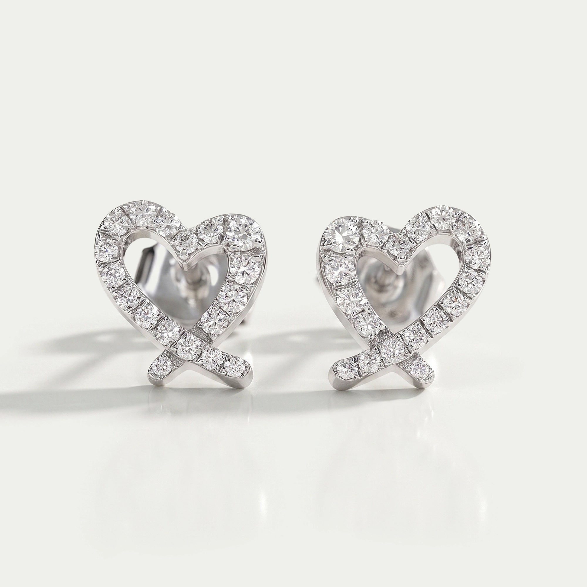 Open Heart Shape Round Diamond Stud Earrings Earrings