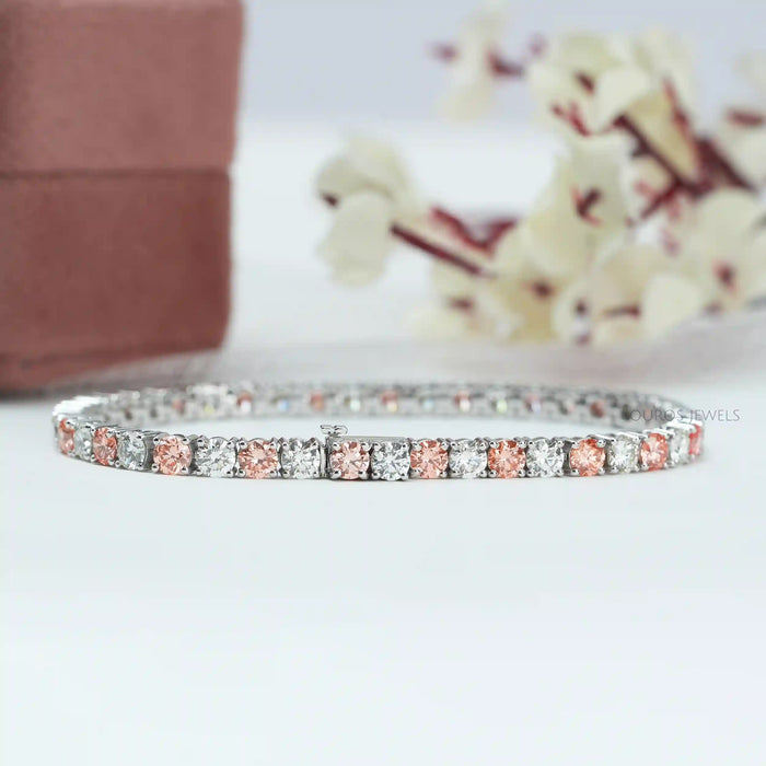 Fancy Colored Round Diamond Tennis Bracelets