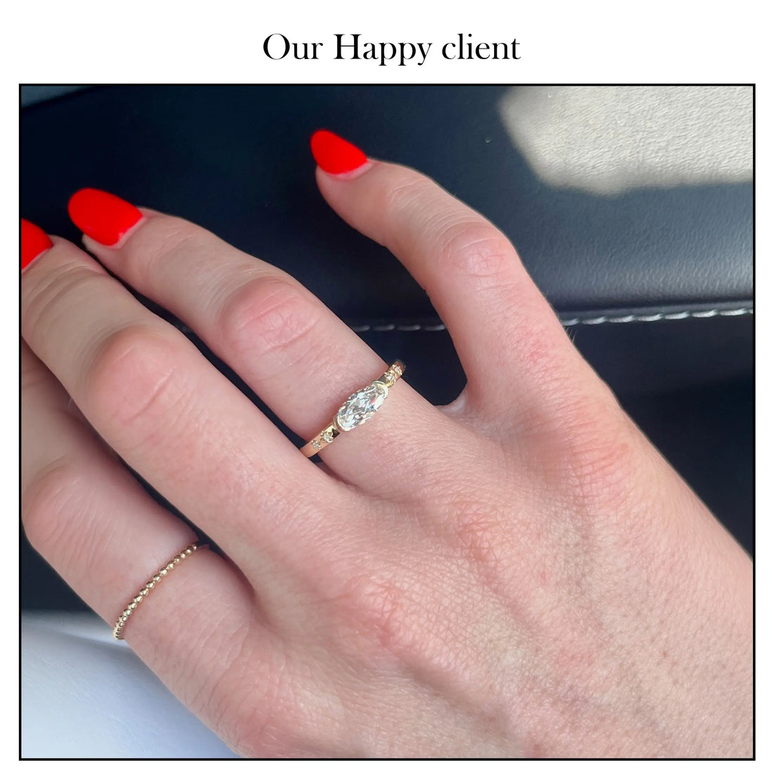 East West Old Mine Moval Cut Half Bezel Accent Ring Rings