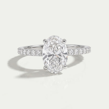Oval Shape Solitaire With Accent Ring