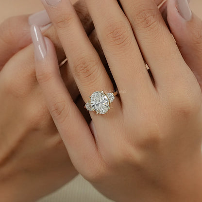 Oval Cut Lab Diamond Three Stone Ring