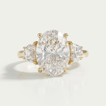 Oval Cut Lab Diamond Three Stone Ring
