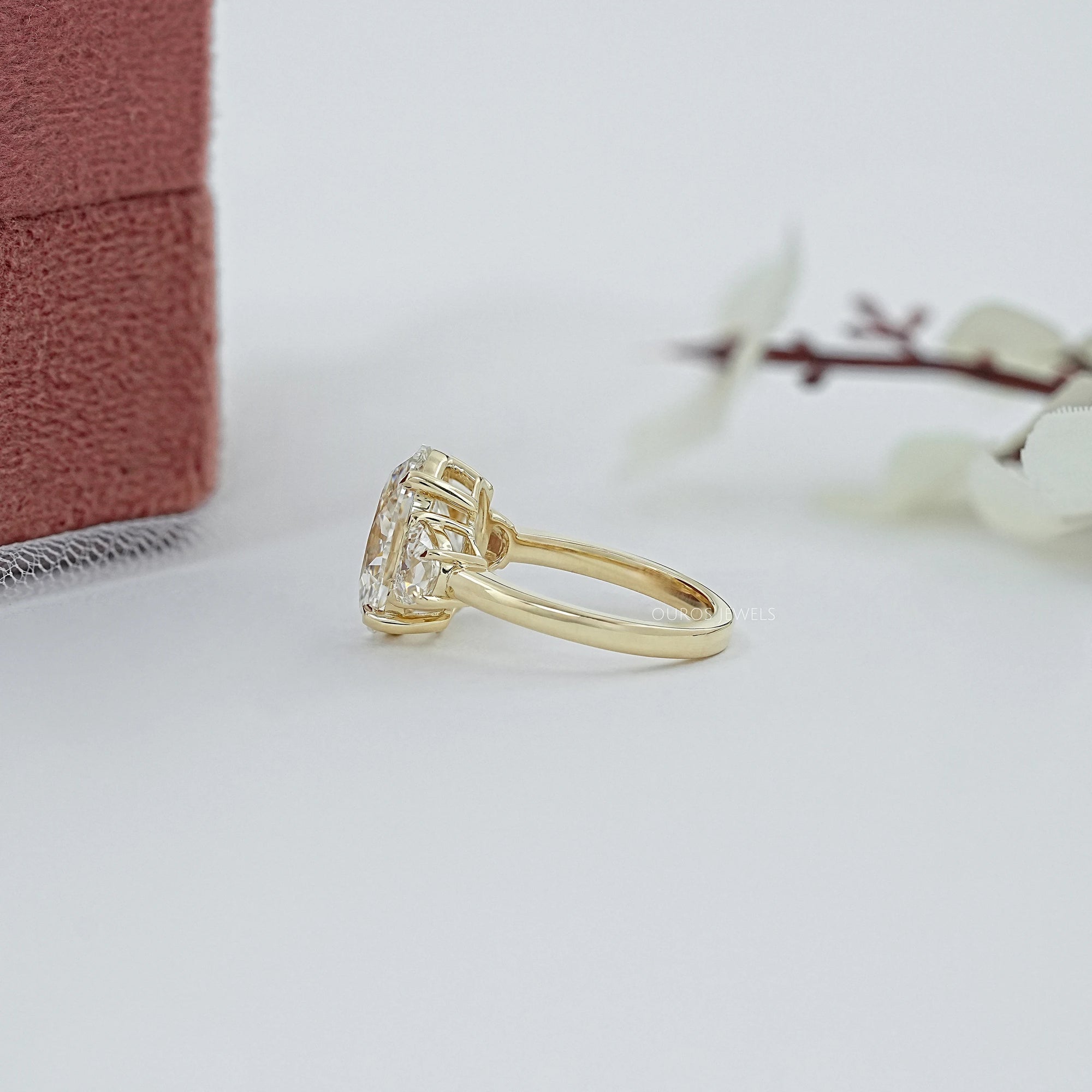 Oval Cut Lab Diamond Three Stone Ring