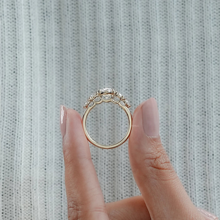Five Stone Oval And Round Diamond Engagement Ring
