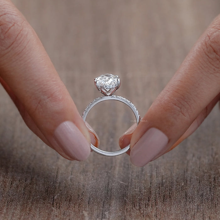 Oval Solitaire with Diamond Accents Engagement Ring