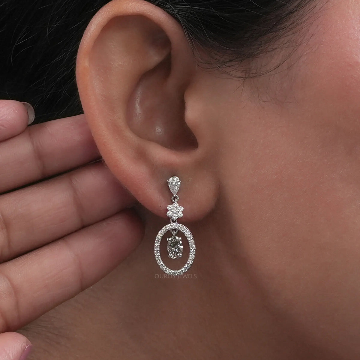 Oval Cut Lab Diamond Drop Earrings Earrings