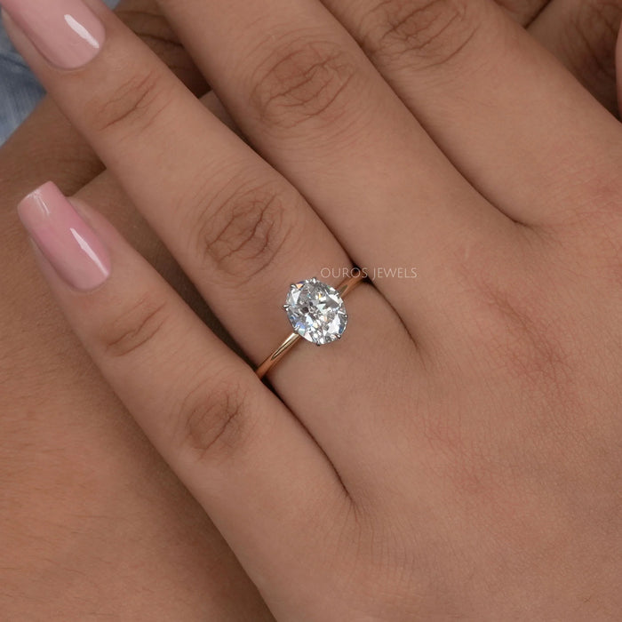 Old Mine Oval Lab Diamond Solitaire Ring