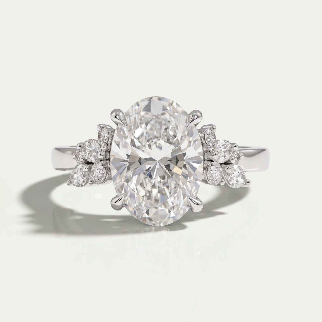 Solitaire Oval Cut Cluster Lab Grown Diamond Ring Ring