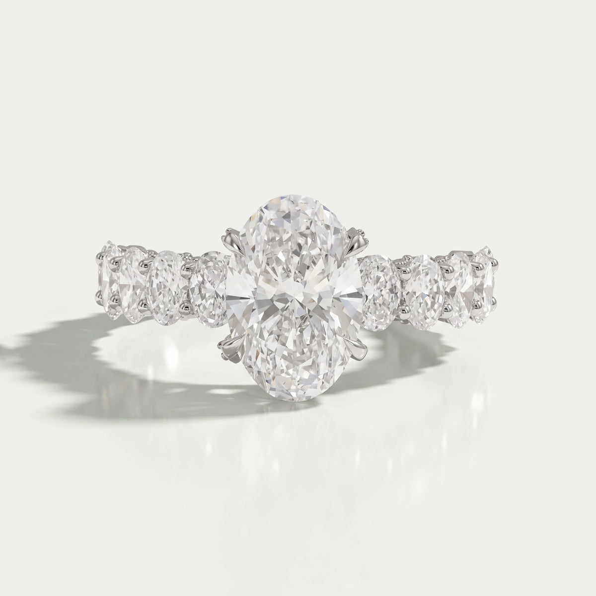 Oval Cut Lab Diamond Solitaire Accent Engagment Ring Ring