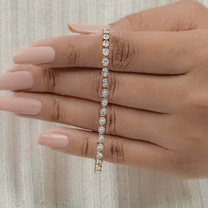 East West Oval Lab Diamond Tennis Bracelet 