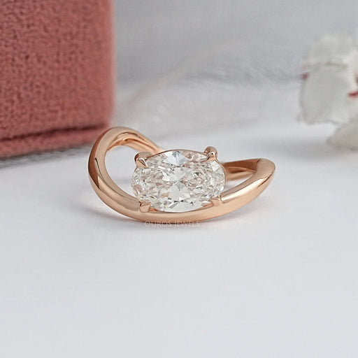 Oval Cut Solitaire Curved Engagement Ring Ring