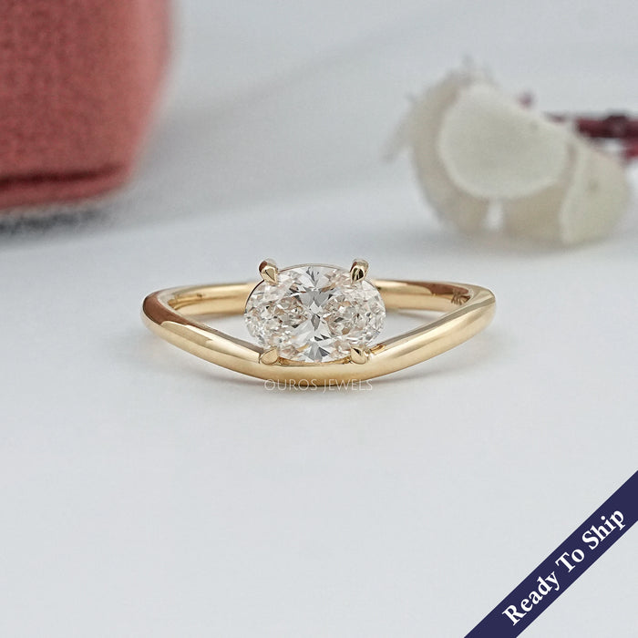 Oval Cut Solitaire Curved Engagement Ring