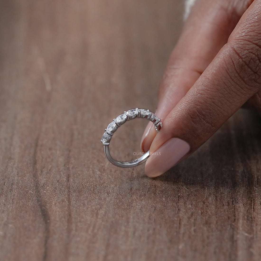 East West Oval Cut Lab Grown Diamond Wedding Band Rings