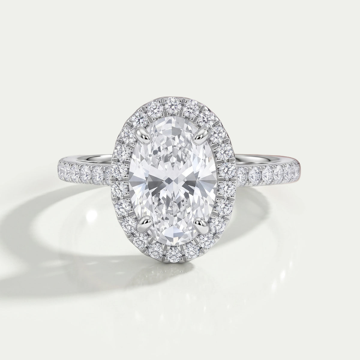 Oval Cut Halo Accent Diamond Engagement Ring Ring