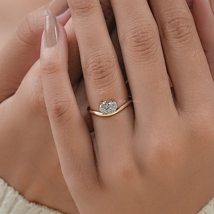 Oval Cut Solitaire Curved Engagement Ring