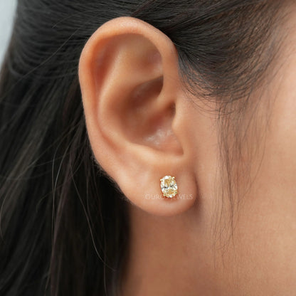Yellow Oval Diamond Stud Earrings Earring