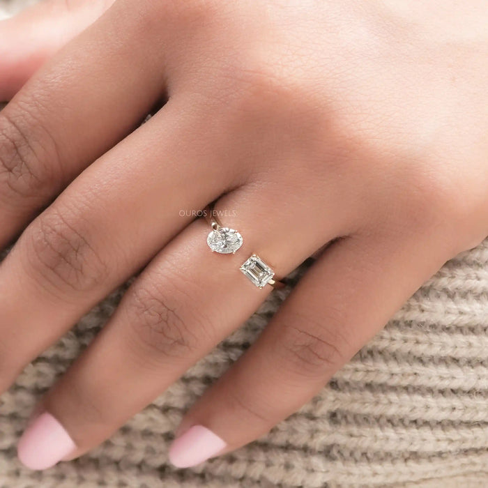 Oval And Emerald Lab Diamond Toi Moi Ring