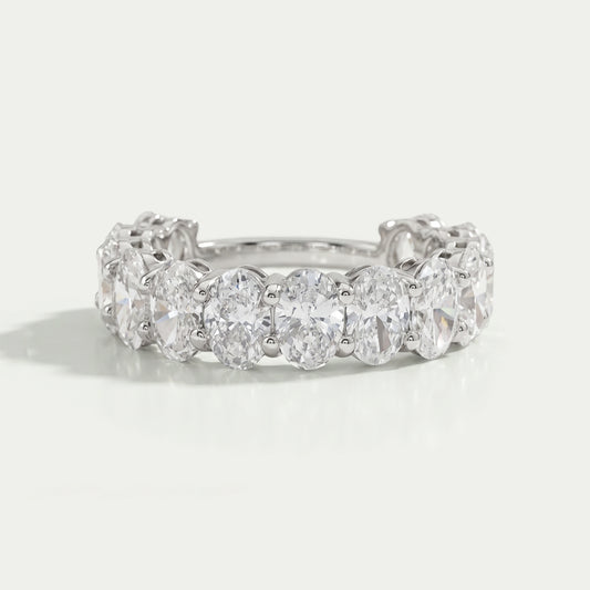 Brilliant Oval Cut Lab Diamond Eternity Wedding Band Rings