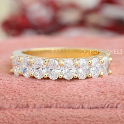 Oval Shape Half Eternity Wedding Band