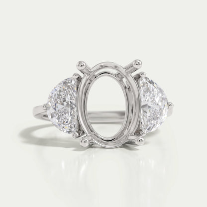 Oval Shape And Half Moon Semi Mount Engagement Ring
