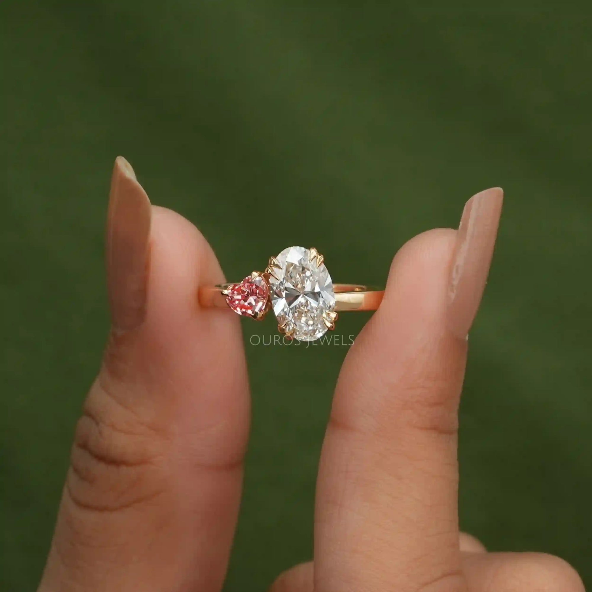 Oval And Heart Cut Lab Grown Diamond Toi Et Moi Ring