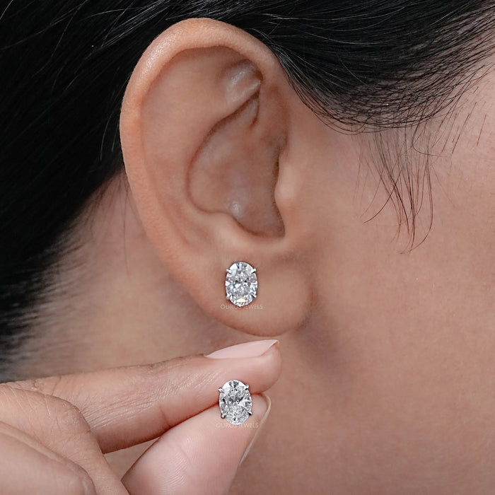 Oval Lab Grown Diamond Studs Earrings