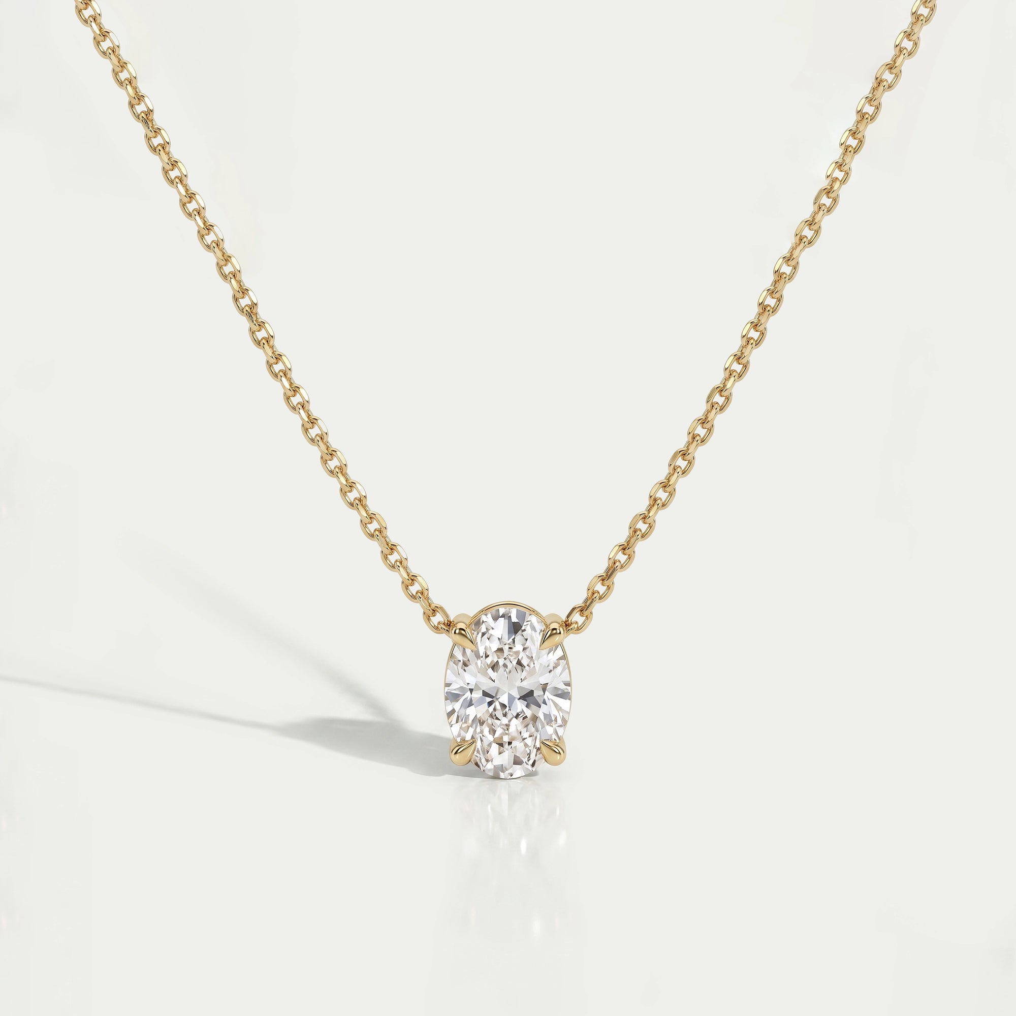 Oval Cut Lab Diamond Solitaire Pendant Necklaces