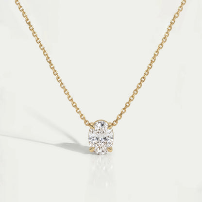 Oval Cut Lab Diamond Solitaire Pendant Necklaces