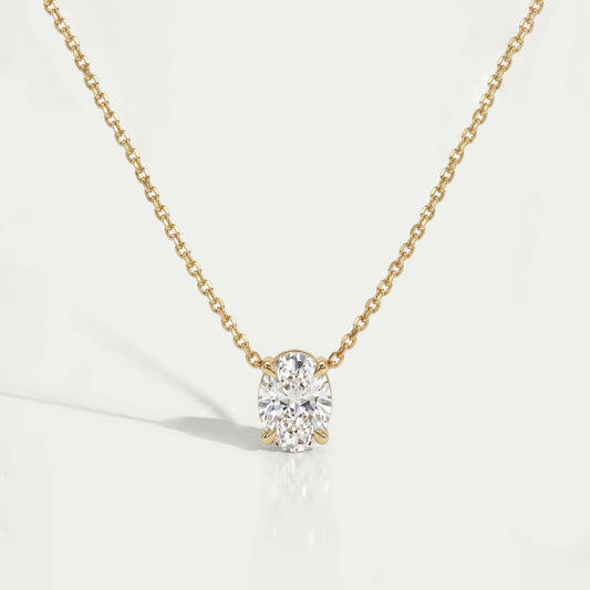 Oval Cut Lab Diamond Solitaire Pendant Necklaces