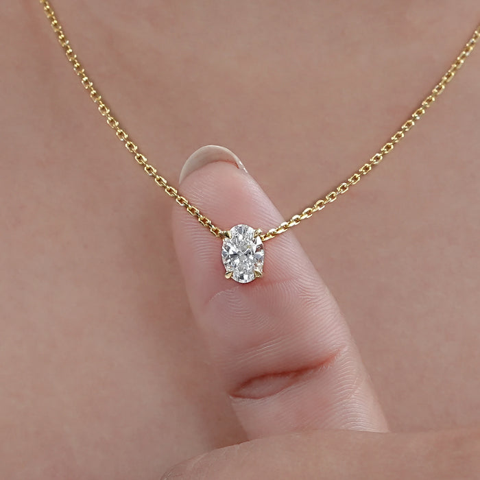 East-West Setting Oval Diamond Necklace