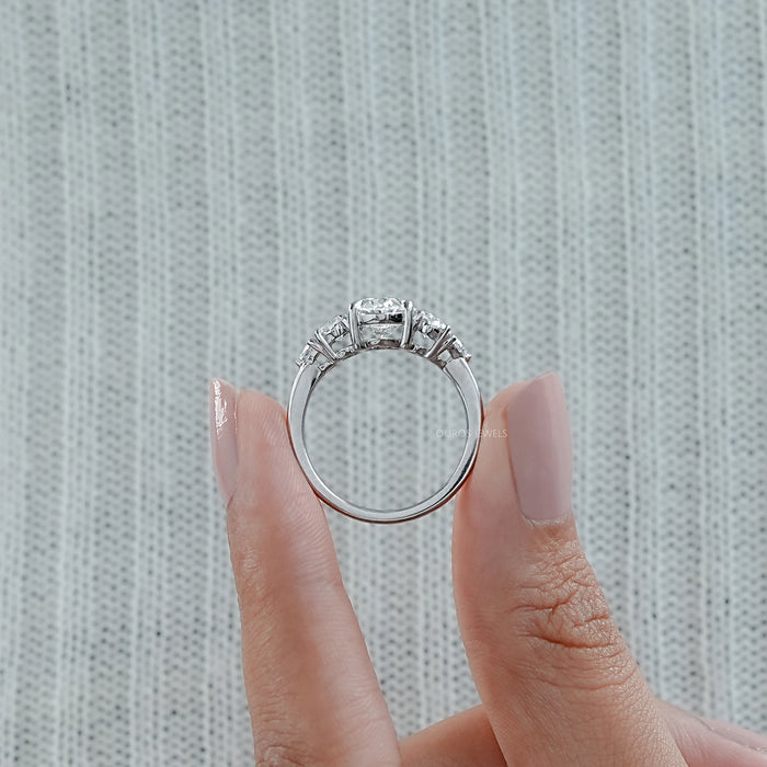 Oval And Trillion Lab Diamond Five Stone Engagement Ring